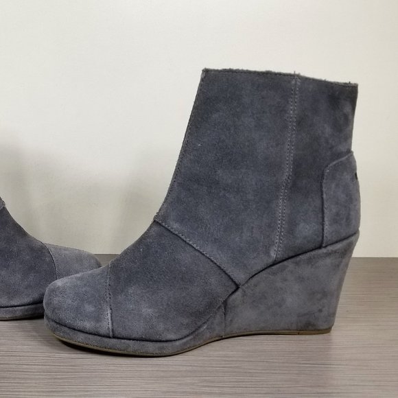 TOMS Desert Suede Wedge Bootie, Dark Gray Size 9.5 - Picture 6 of 10